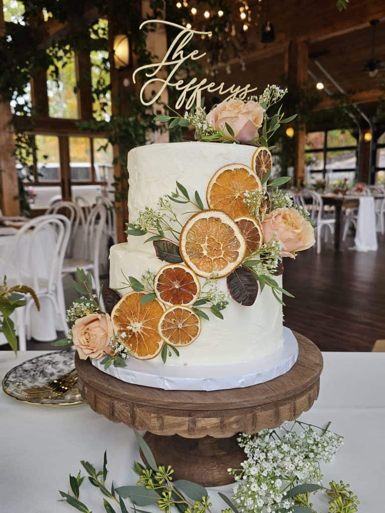 2 Tier Fall Themed Textured Cake with Oranges