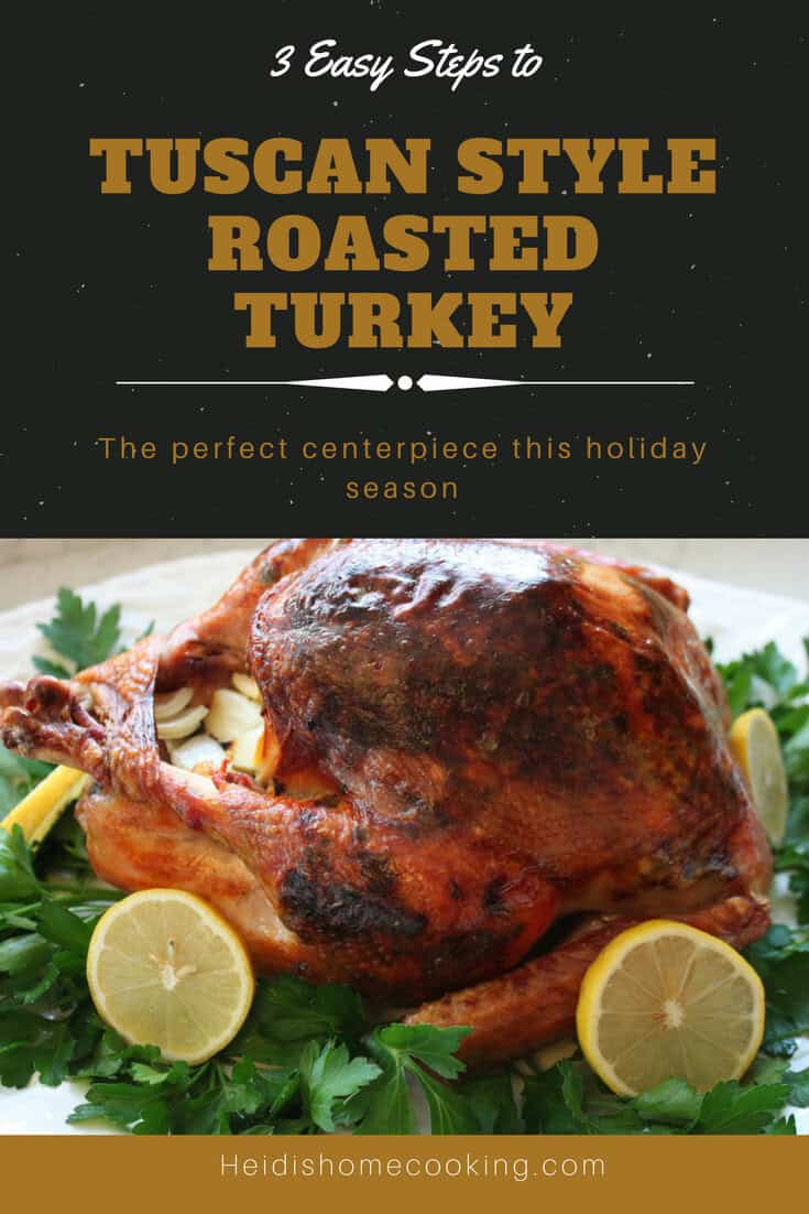 Foolproof 3-Step Tuscan-Style Roasted Turkey for the Holidays 18 Tuscan-style roasted turkey surrounded by side dishes like salad, cranberry sauce, and bread, a holiday meal to remember.