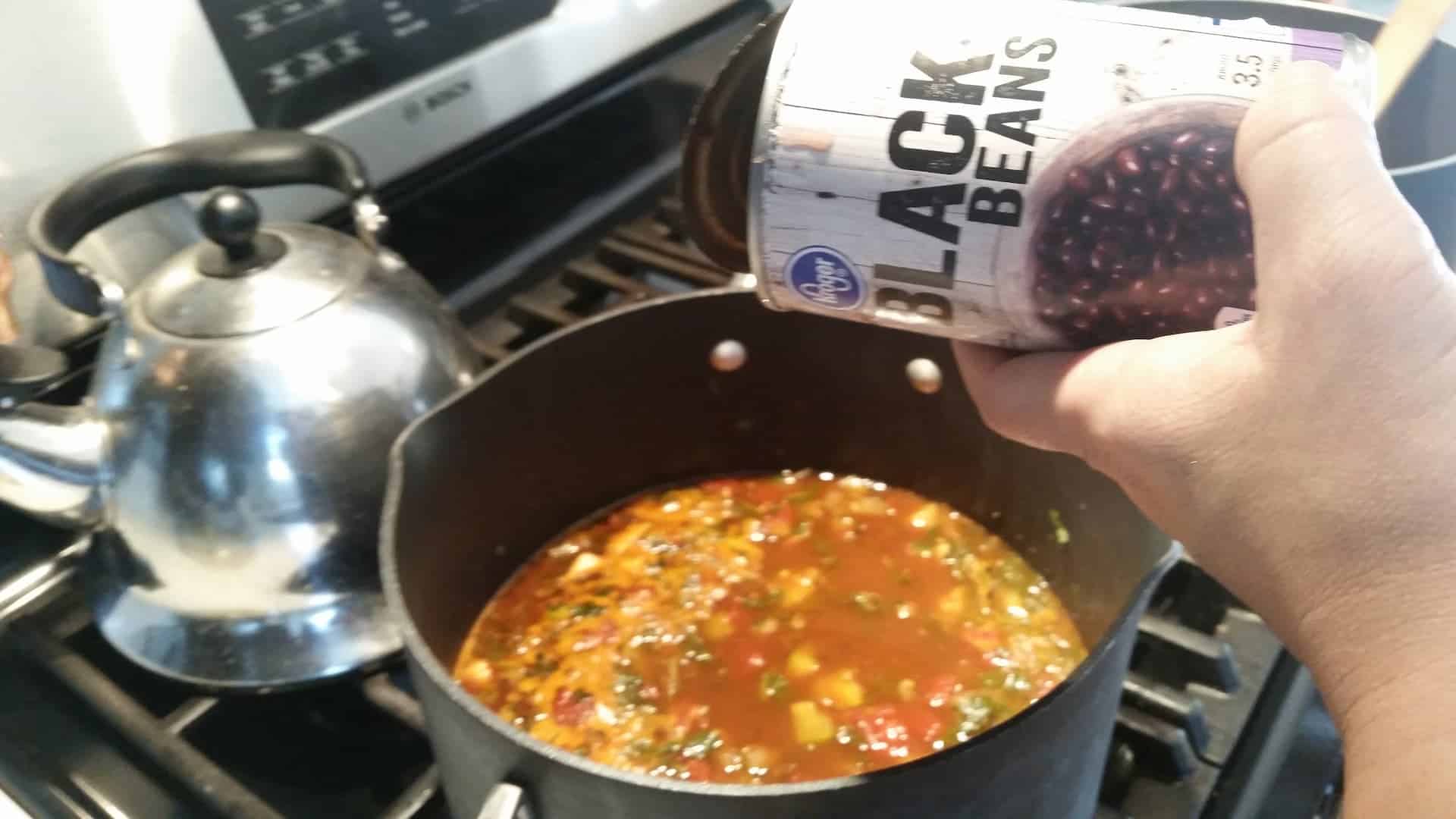Adding Black Beans to the Chicken Tortilla Soup