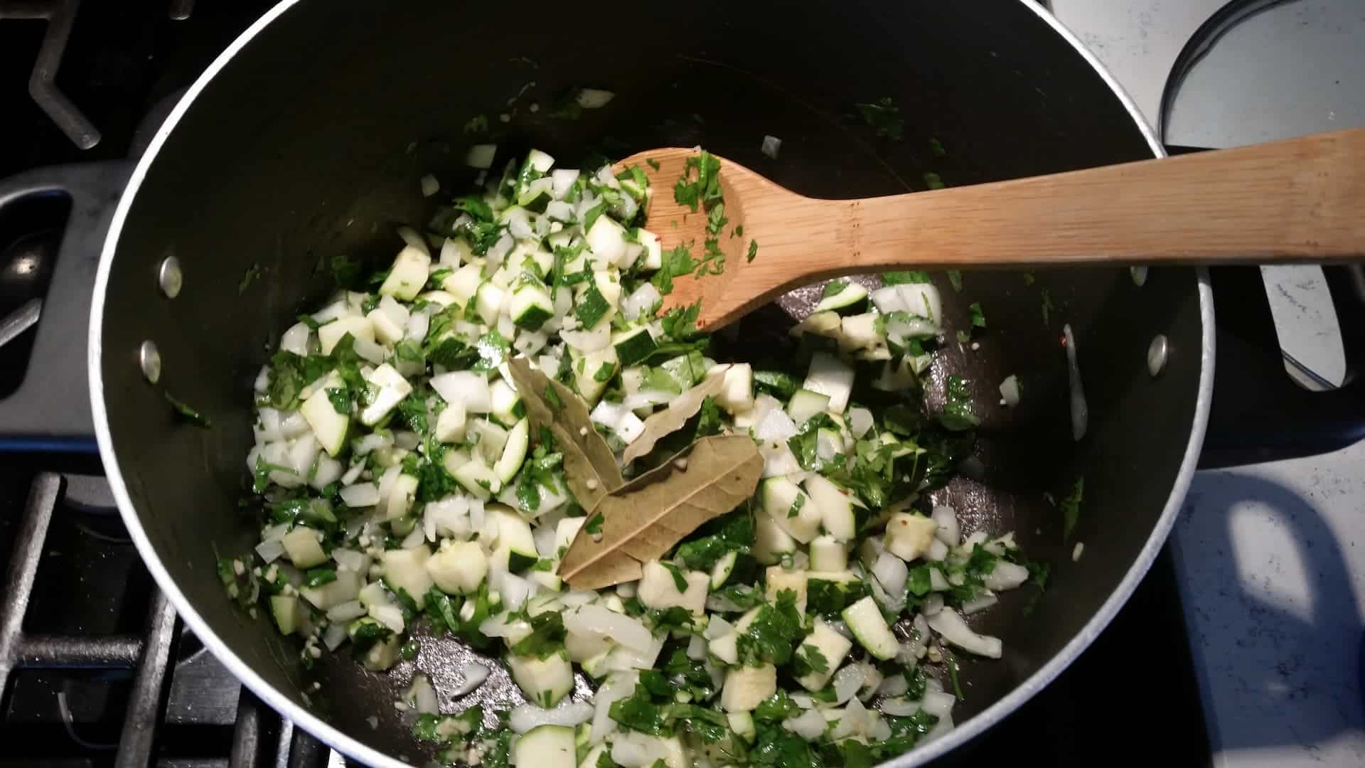 Adding Chopped Vegetables to Pot