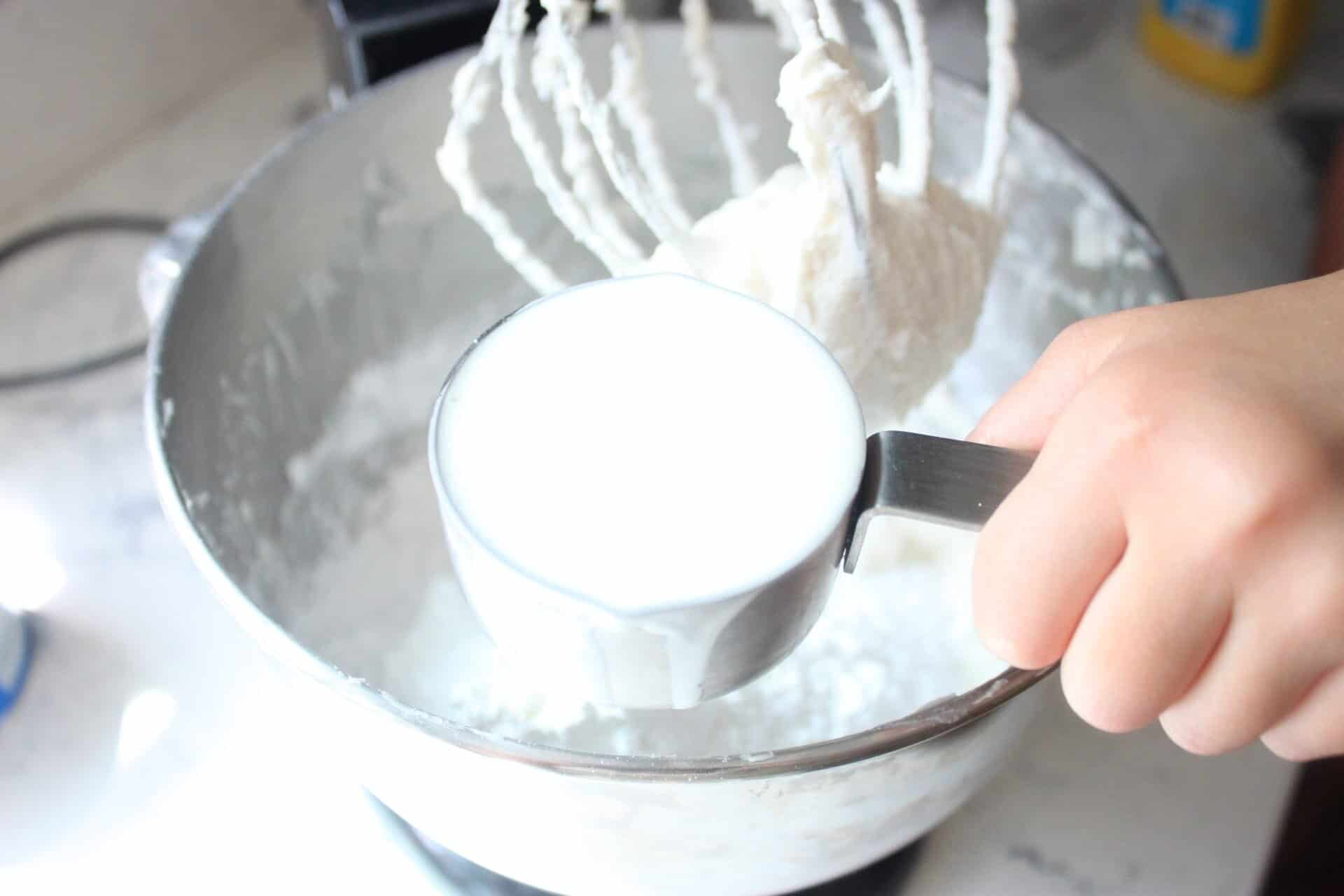 Adding Heavy Whipping Cream to Buttercream Mixture