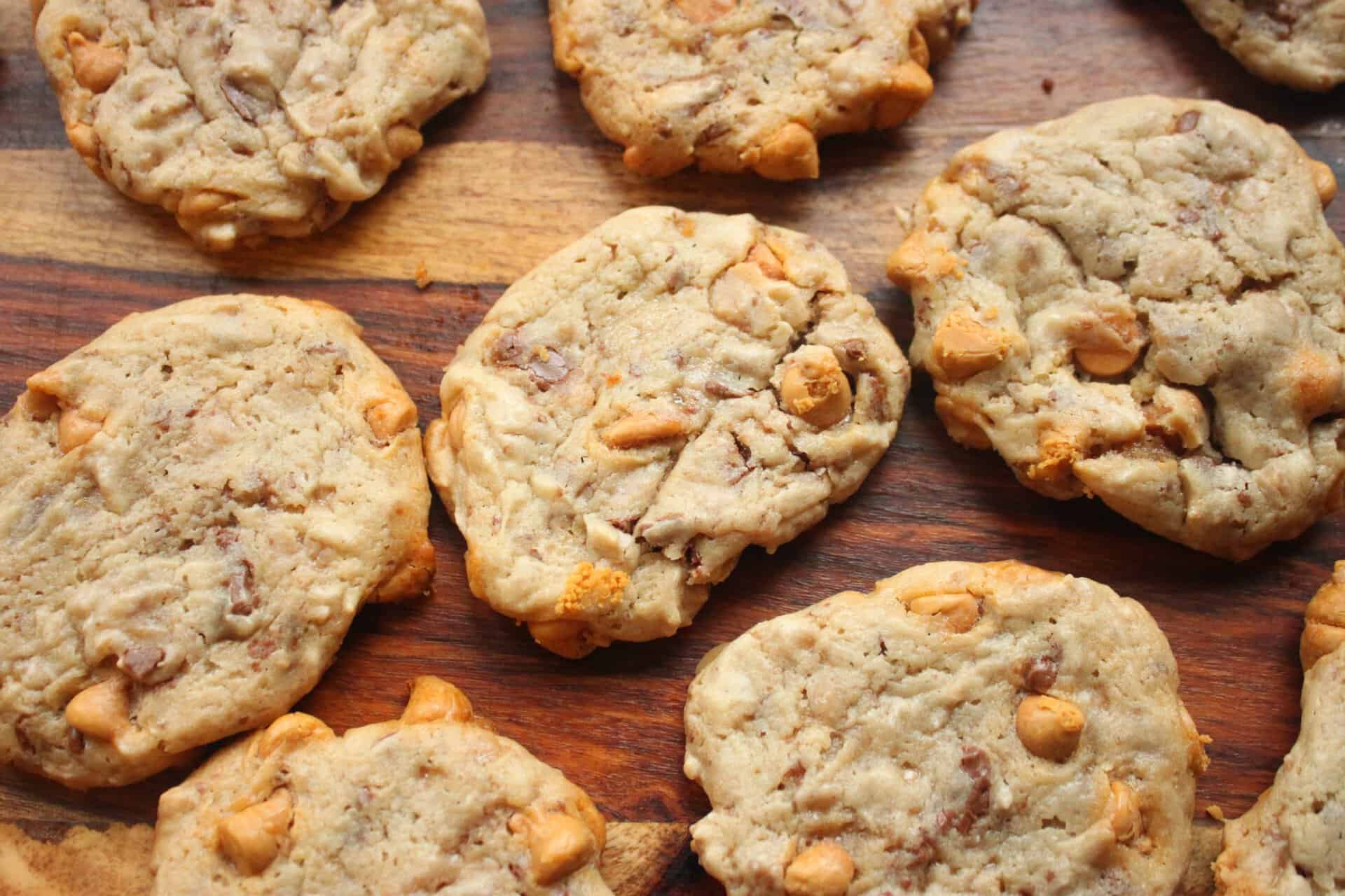 Baked Butterscotch Cookies on a Wooden Counter