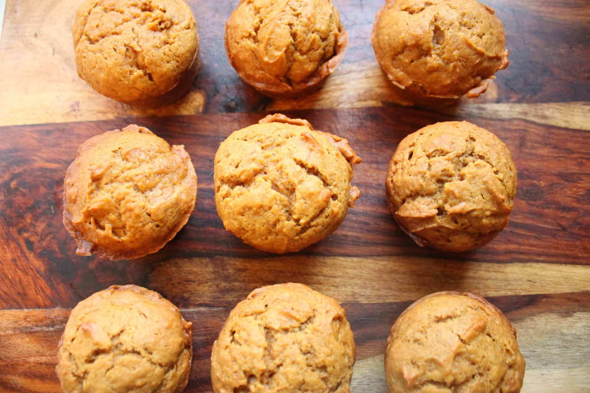Nine Baked Pumpkin Muffins