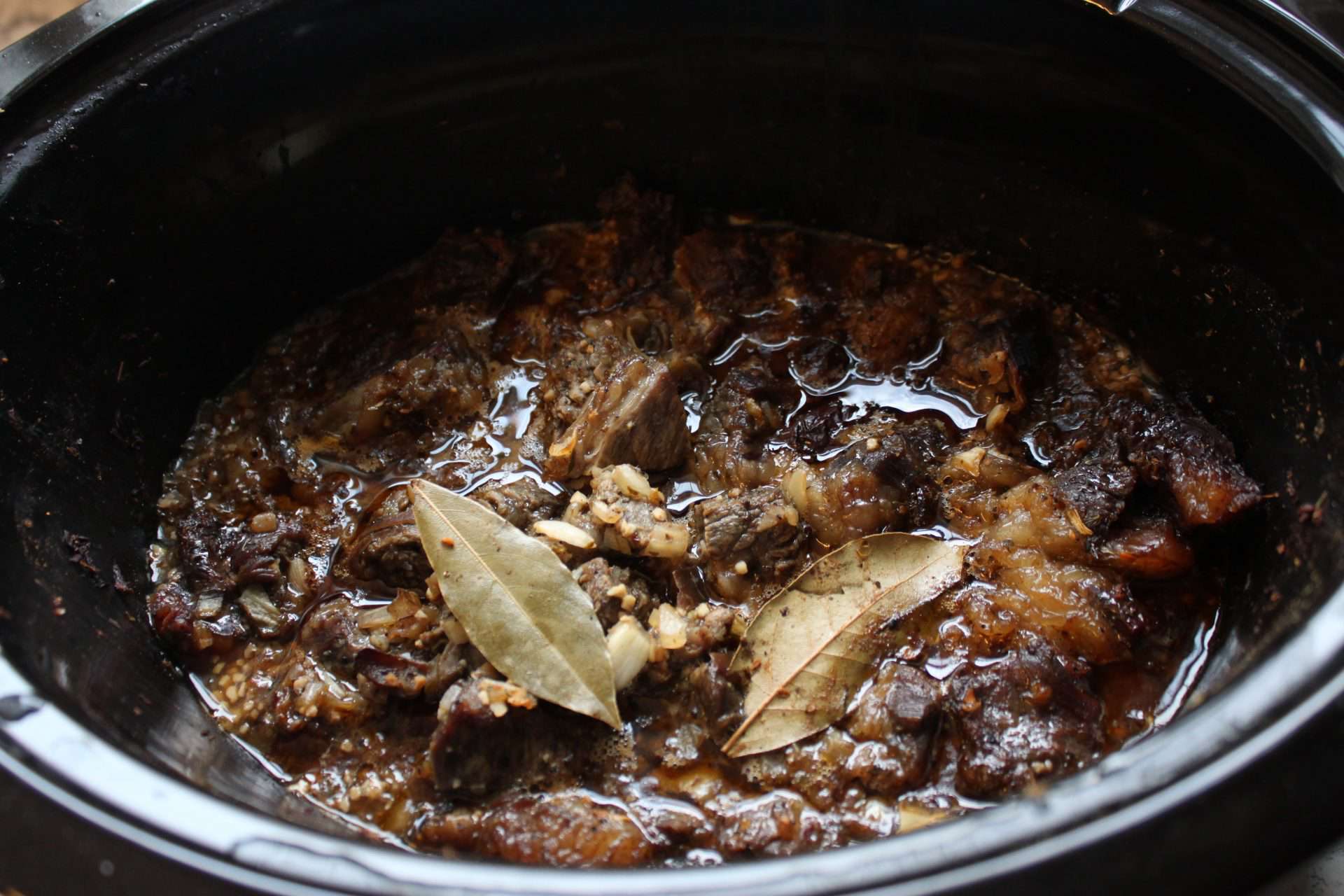 Cooked Chuck Roast Beef Shredded in Crock-Pot