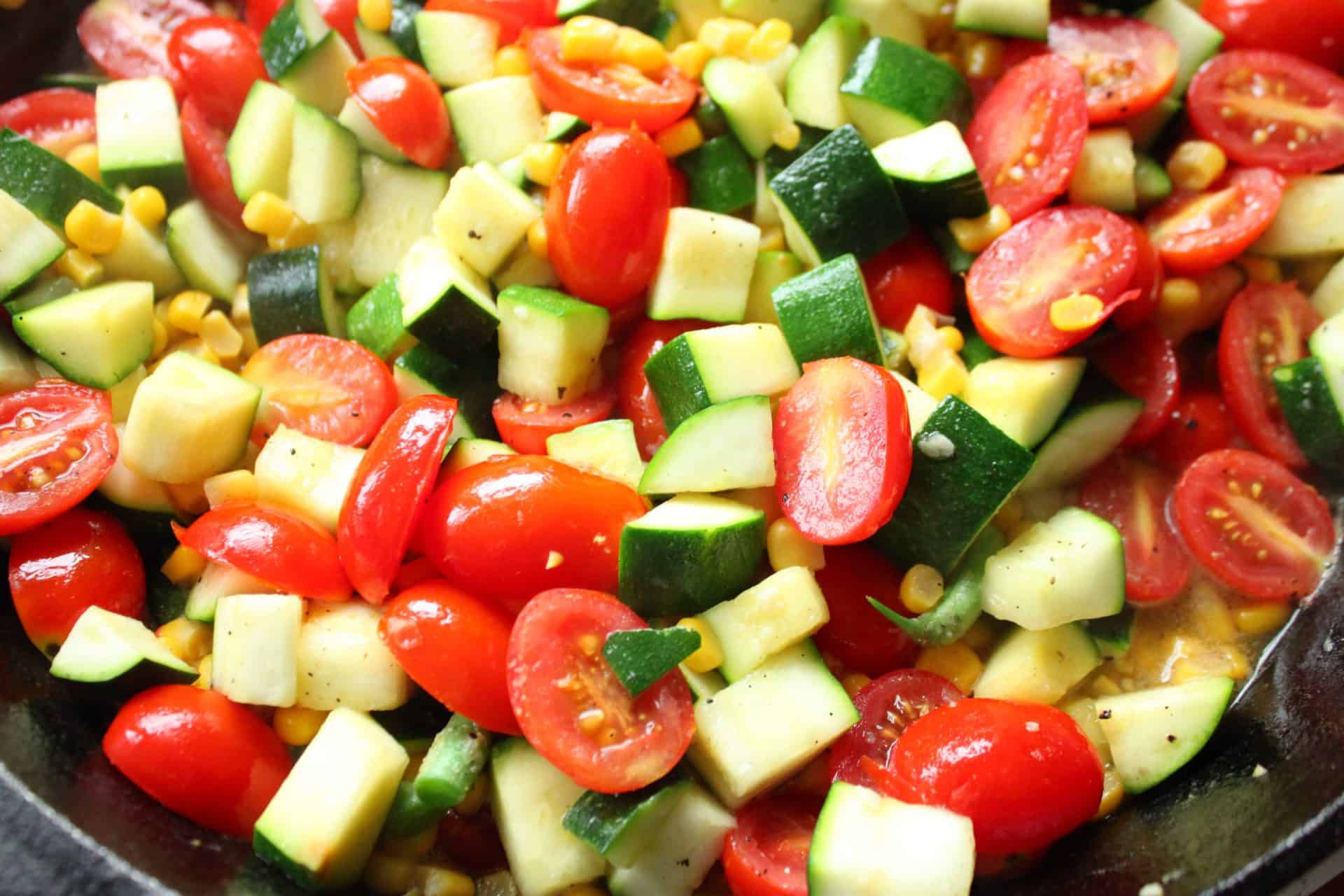 Cherry Tomatoes, Zucchini, and Corn in Crockpot