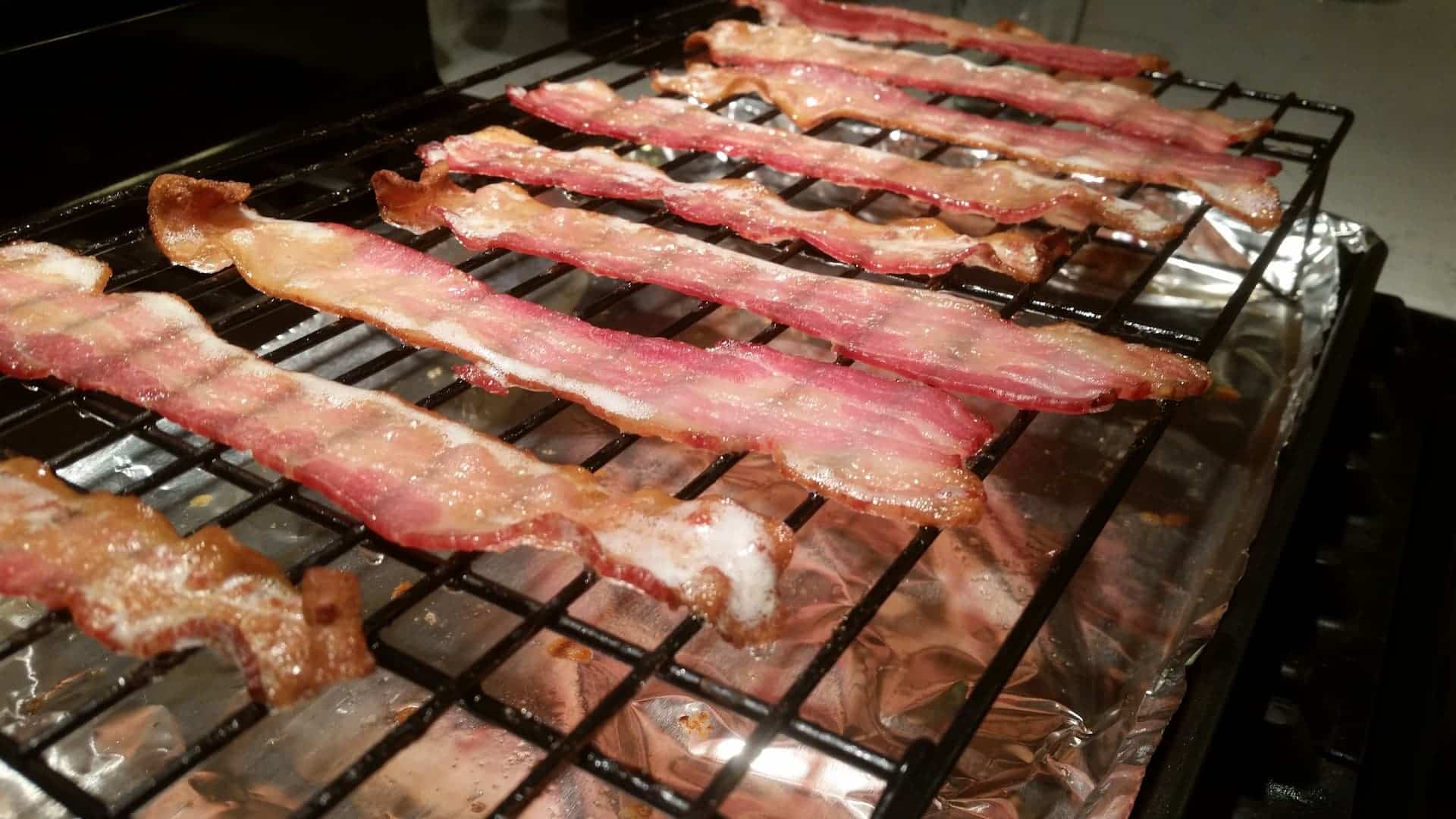 Cooked Bacon on Wire Rack in the Oven