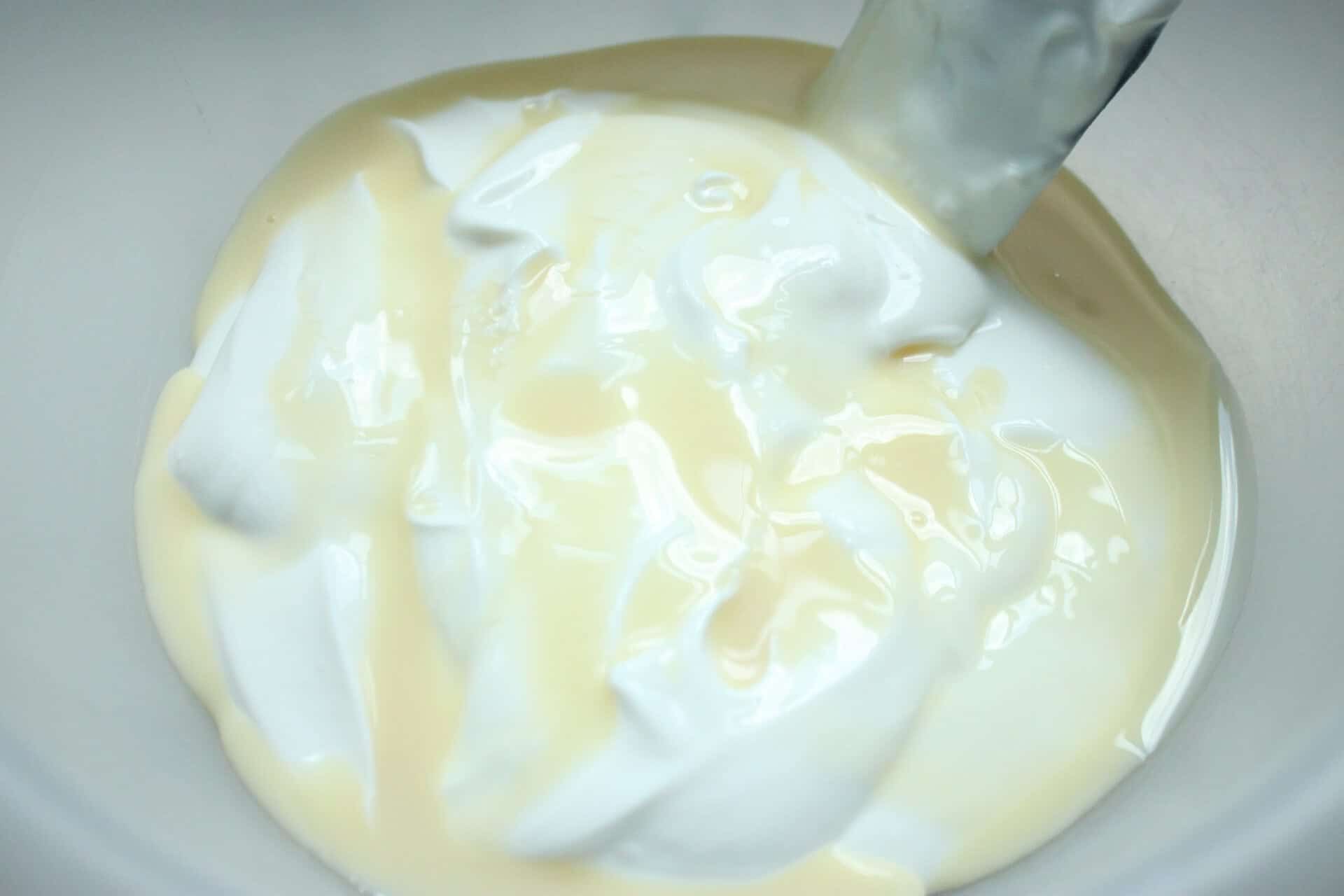 Greek Yogurt and Sweeted Condensed Milk for Patriotic Lime Yogurt Parfaits