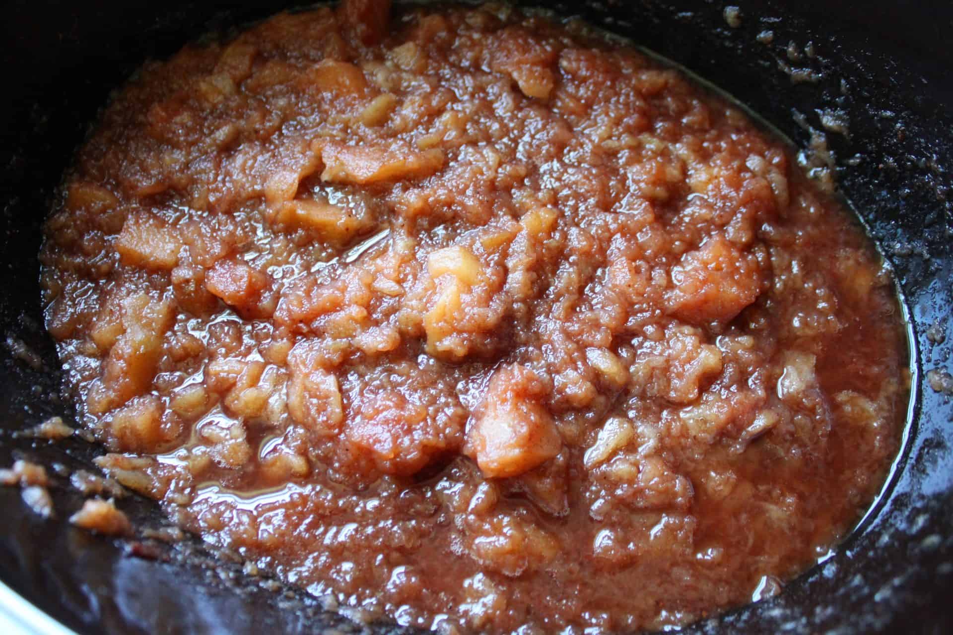 Cozy Up with This Simple Crockpot Cinnamon Applesauce Recipe 7 Mashed Crockpot Cinnamon Applesauce in the Bottom of the Crockpot