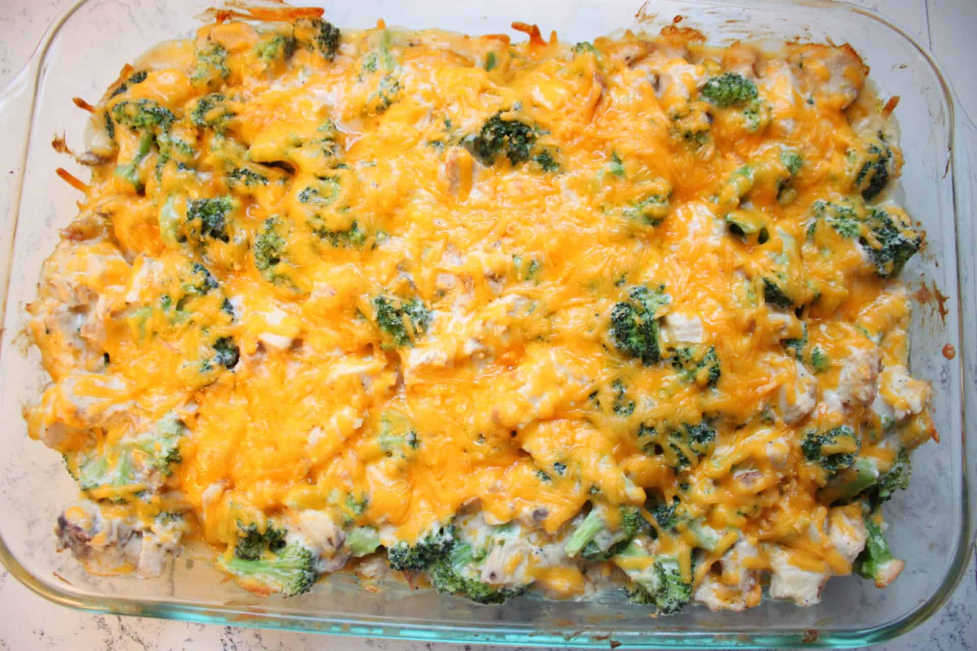 Delicious 30-Minute Chicken and Broccoli Casserole for Busy Nights 6 Hot and bubbly chicken and broccoli casserole fresh out of the oven, with golden cheese and tender broccoli throughout.