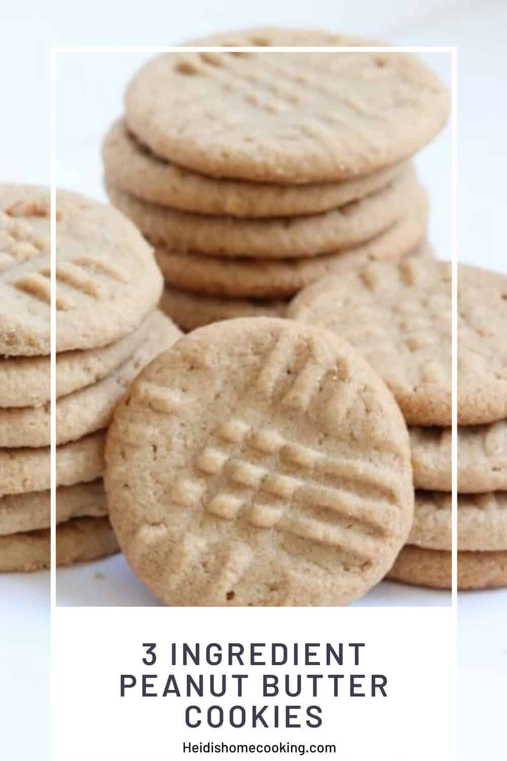 Stack of 3 Ingredient Peanut Butter Cookies with a classic criss-cross fork pattern, perfect for a quick dessert or after-school snack.