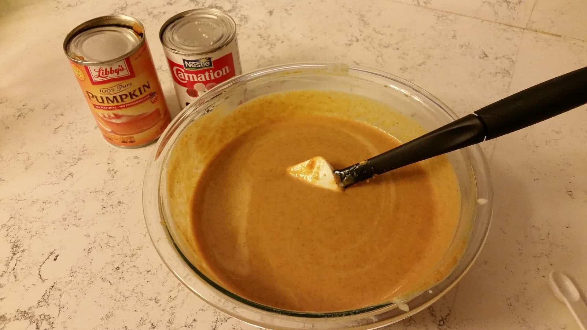 9-Ingredient Irresistible Pumpkin Pie Recipe 4 Making Pumpkin Pie Batter in a Glass Bowl
