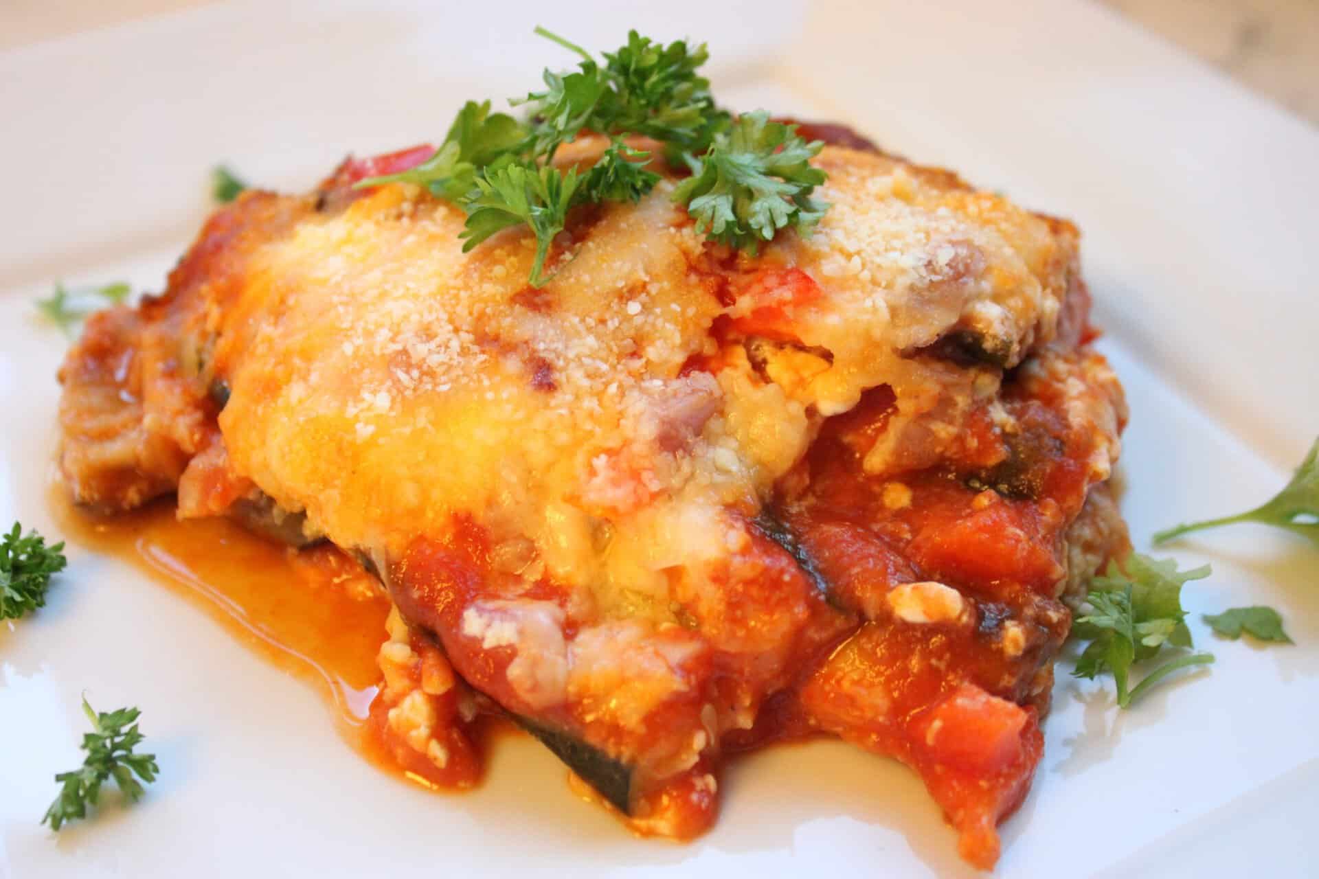 Close Up Picture of Simple Crockpot Vegetarian and Gluten Free Lasagna