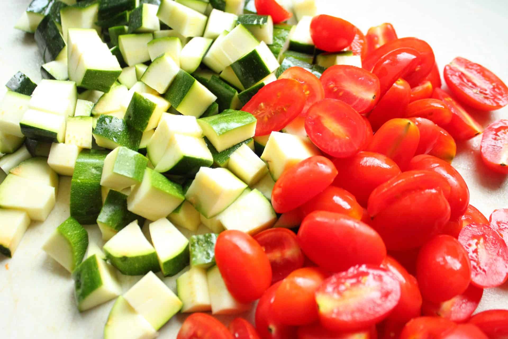 Chopped Zucchini and Cherry Tomatoes